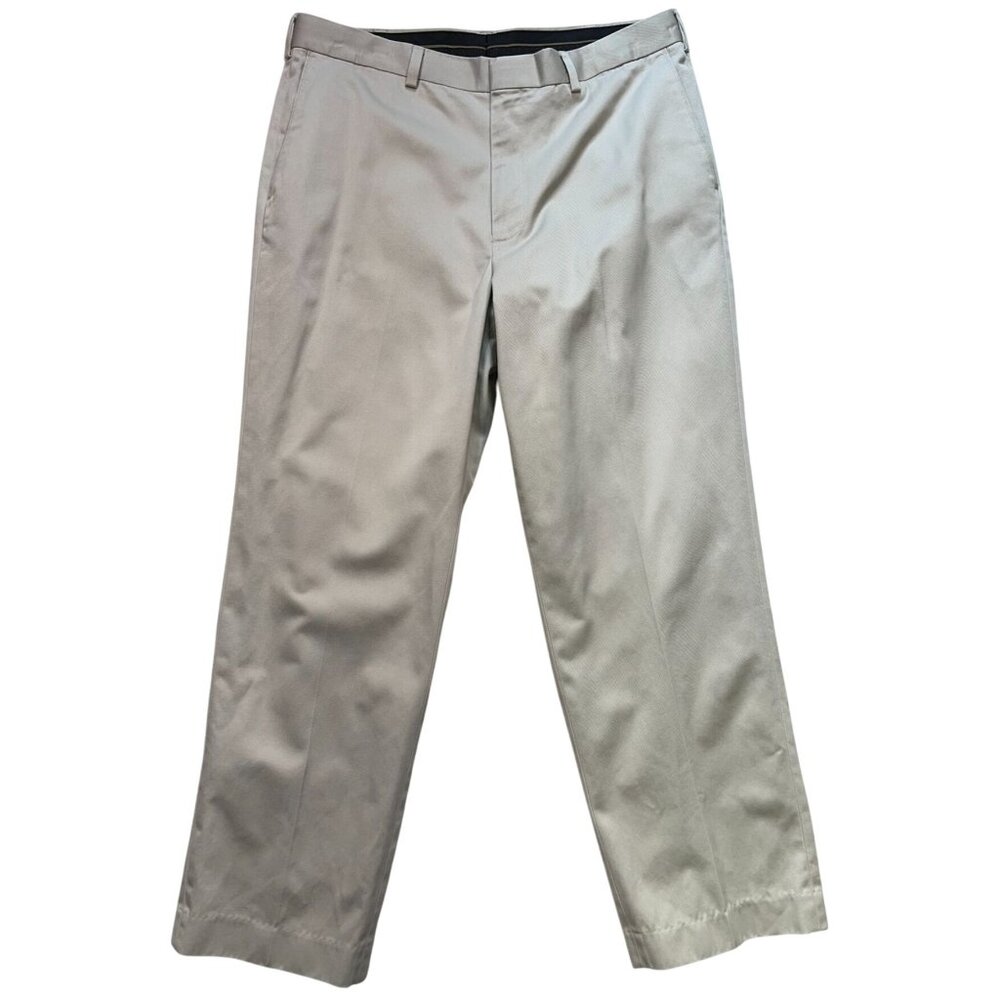Axist Men's Cotton Straight Leg Pants Flat Front Size 36x30 Beige Solid Casual